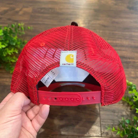 NWT 🍃 CARHARTT Unisex Trucker Hat / Baseball Cap Red Navy Blue Mens Womens - Picture 3 of 4